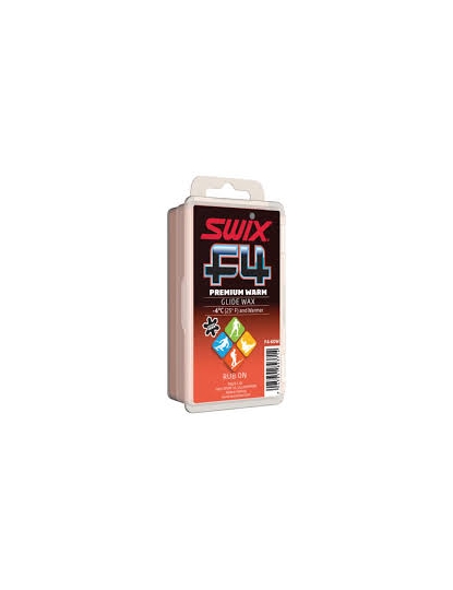 SWIX F4 60W GLIDE WAX WARM 60GM WITH CORK S18