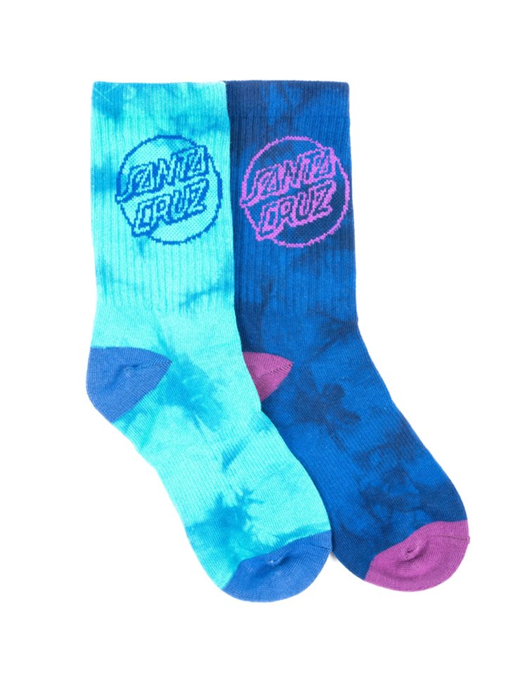 Santa Cruz Dye Dot Sock Youth 4pr S21 Cherri Pow Boardstore